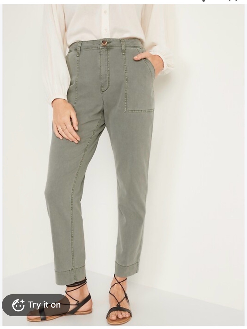 Old Navy NWT Cargo High Waisted Workwear Pants Green 18